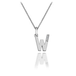 Zilveren hanger letter W met diamantje dp423 Hot Diamonds
