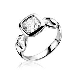 Zilver ring Horsebit vierkant zirkonia ZIR994