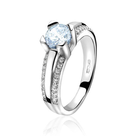 Zilveren ring blauw en wit zirkonia ZINZI ZIR826b