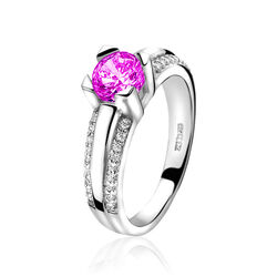 Zilver ring met roze zirkonia ZIR826r Zinzi