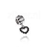  Side Click On charms open hart zwart zirkonia