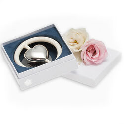 Zilveren rammelaar hart in bijtring