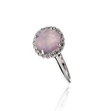 Zilveren Ring Roze Chalcedoon Zirkonia