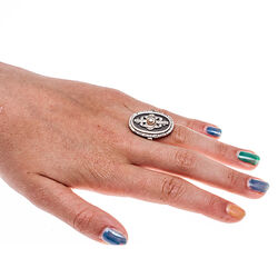 Zilveren ring onyx swarovski GL Timeless