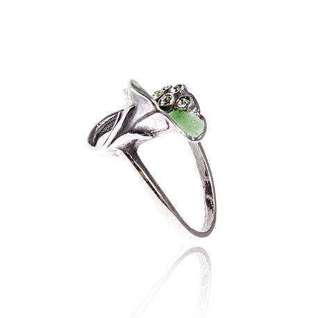 Zilver ring groen emaille groen met kristal GL Timeless