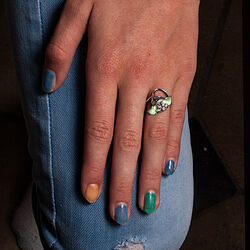 Zilver ring groen emaille groen met kristal GL Timeless