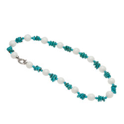 Turkoois met wit agaat collier zilver slot