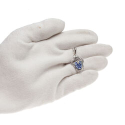 Zilveren hanger lelie blauw emaille GL Timeless