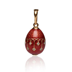 Verguld zilveren ei hanger rood emaille Tsars Collection F015r