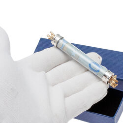 Glazen geldbuisje met zilver beertjes