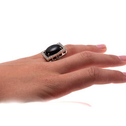 zilver ring grote onyx en markasiet