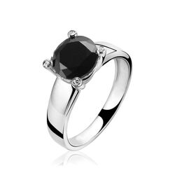 Zilver ring met groot zwart zirkonia ZIR1022z Zinzi
