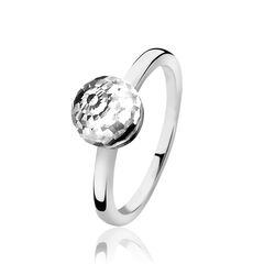 Zilveren ring met wit crystal bolletje ZINZI ZIR1069