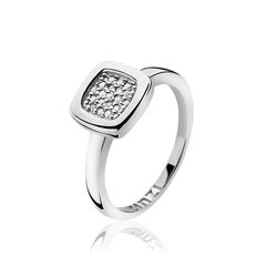 Zilveren ring vierkant met wit zirkonia ZINZI ZIR1058