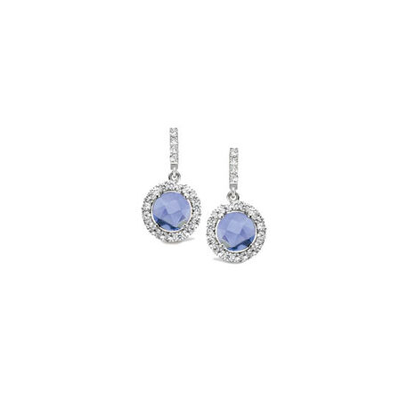 zilver oorstekers blauw zirconia Silver Rose