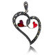 Zilveren hanger hart met 2 rode hartjes