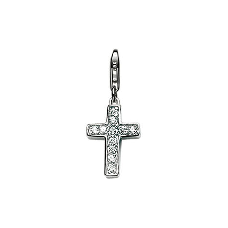 Zilveren bedel kruis met zirconia charms78