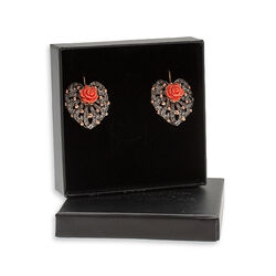 Verguld zilver oorbellen hart met strass