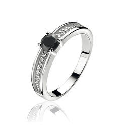 Zinzi zilveren ring zwart wit zirkonia ZIR1082Z