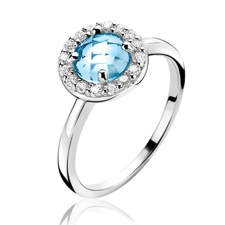 Zinzi ronde zilveren ring blauw ZIR1080