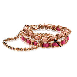 Zinzi armband rosé met roze koord ZIA1095r