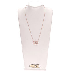 Roséverguld collier met twee ringen zirkonia ch6939r Silver Rose