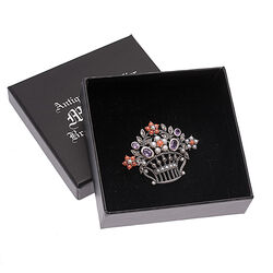 broche of hanger bloemenmand met edelstenen