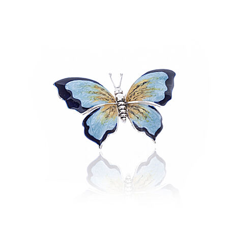 Grote zilveren miniatuur vlinder met emaille van Saturno