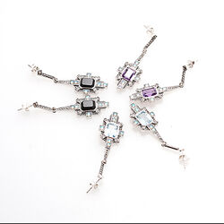 Zilveren oorbellen opaal markasiet en amethist