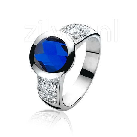 Zilveren ring blauw zirkonia ZIR213b Zinzi