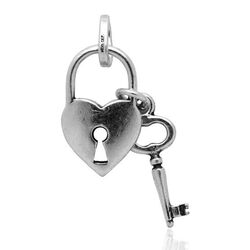 Zilveren hart slot met sleutel bedel van Raspini