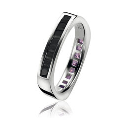zinzi ring met zwart en paars zirkonia