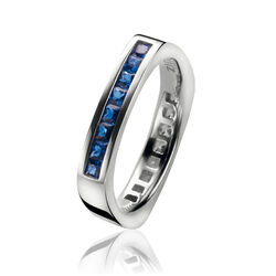 Zilveren ring van ZInzi met blauw en wit zirkonia