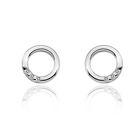 zilver oorbellen rond met diamantje Halo Circle DE417 Hot Diamonds