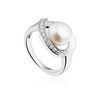 Zilveren ring met zoetwaterparel en zirkonia