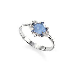Zilver ring blauw wit zirkonia Elements R3310t