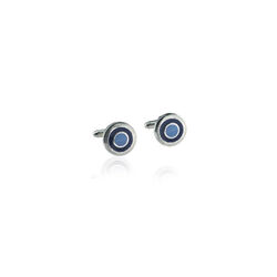 Manchetknopen zilver met blauw emaille Carrs Cuf004