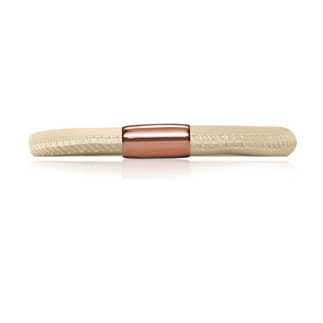 Beige leren armband Endless met roséverguld stalen magneetsluiting