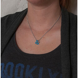 Zilver collier met hanger blauwe bloemen GL Timeless