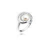 Zilveren parelring met zirkonia ronde zetting