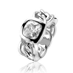 ZINZI gourmetschakel ring met zirkonia ZIR1100Z