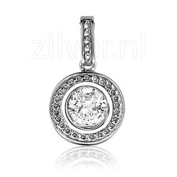 rond zilver hangertje met zirkonia zih1187 zinzi