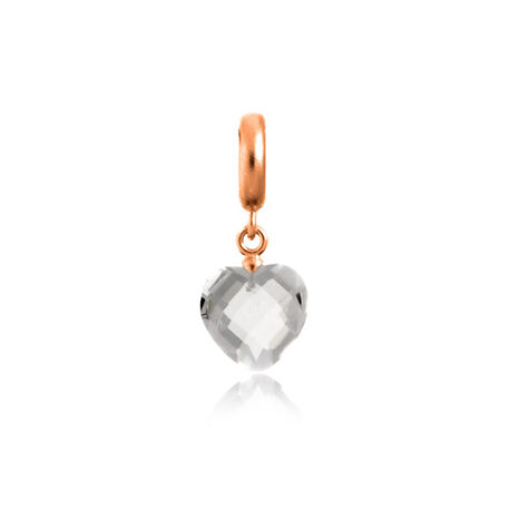 Rosébedel met hartje Endless Clear Heart cut drop