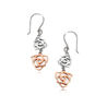 Zilver oorhangers deels rosé roosjes E4973 Elements
