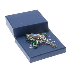 Zilveren broche of hanger met labradoriet markasiet en granaat