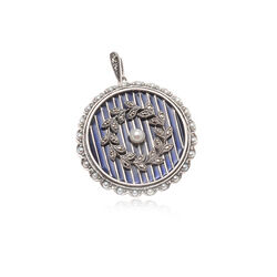 zilver hanger blauw emaille pareltjes markasiet