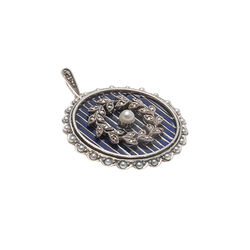 zilver hanger blauw emaille pareltjes markasiet