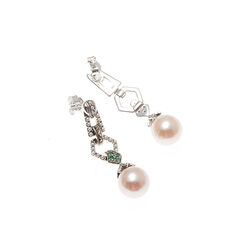 zilveren oorbellen smaragd markasiet en parels