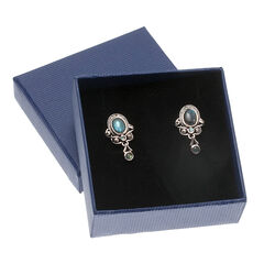 Zilveren marksiet oorbellen labradoriet