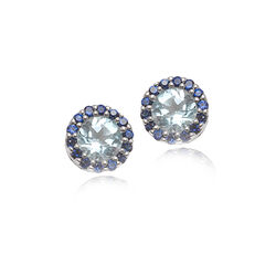 zilver oorstekers blauw topaas zirkonia